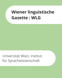 Cover Wiener linguistische Gazette : WLG